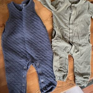 Blue Quilted and Green Baby Rompers